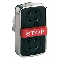 Non-illuminated multihead push-button operator with three flush-profile buttons. Features metallic construction and 22 mm mounting size. Suitable for control panel applications requiring multiple momentary actions, such as machine start/stop sequences and process control.