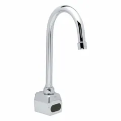 This ZURN AquaSense® single-post sensor faucet is constructed of brass with a chrome finish. It features an aerated flow and includes a single supply hose. Designed for touch-free operation in commercial restrooms and public spaces.