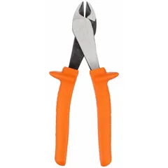 Standard-cut insulated diagonal-cutting pliers with straight jaw, 7/8 in jaw length, and 1 1/4 in jaw width. Overall length 6 - 8 in. Designed for manual cutting of hard wire in electrical applications, with insulation for shock protection.