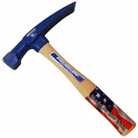 Bricklayers Hammer, 16 oz.: 11 in Overall Lg, Wood Handle, Perpendicular, 7/8 in Face Dia, Steel (MPN BL16)