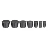Stopper Set: Natural Rubber, 00 to 7 Stopper Size, 25 mm Overall Ht, Black, Autoclavable (MPN RSTPK2)