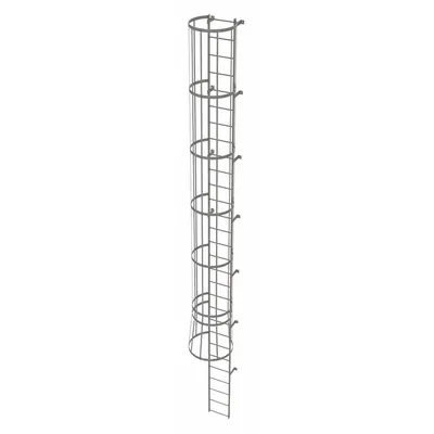 TRI-ARC Fixed Ladder with Safety Cage: 28 ft Overall Ht, 18 in Overall Wd, Steel - Safety Cage Fixed Ladders