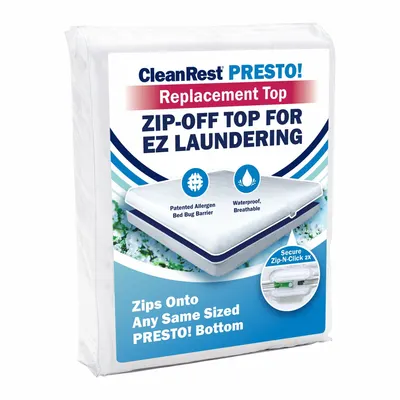 CLEANREST Bug Barrier Replacement: King, 80 in Overall Lg, 78 in Overall Wd, White - Mattress Pads