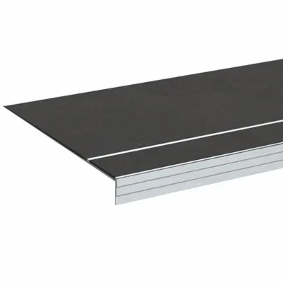 WOOSTER Stair Tread Cover: Double-Strip Grit, Aluminum, Adhesive-Installed, 6 1/2 in Dp - Double-Strip Grit Stair Tread Covers & Nosings