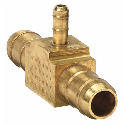 PARKER Barbed Tee: 3/8 in ID x 3/8 in ID x 1/4 in ID Size, Barbed x Barbed x Barbed - Low-Lead Brass Barbed Tube Fittings