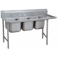 ADVANCE TABCO Scullery Sink: 3 Bowls, 42 in Overall Ht, 108 in Overall Lg, 32 in Overall Wd (MPN 9-43-72-24R)