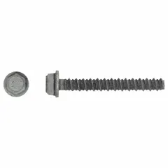 This heavy-duty hex-head concrete screw anchor is made from Grade 5 steel with a self-threading tip for installation into concrete, block, or brick. It features an external hex drive and is removable. Supplied in a 50-pack with inch measurements.