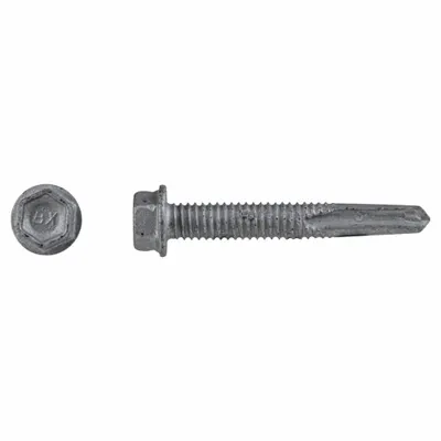 ITW Self-Drilling Screw: #12 Size, 1 1/2 in Lg, Steel, Climaseal, Hex Washer - Metal-to-Metal-Joining Self-Drilling Screws
