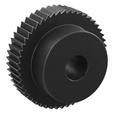 KHK GEARS Ratchet Gear: 3.14 Pitch, 50 Teeth, 12 mm Bore Dia, Black Oxide-Coated Steel - Metric Ratchets with Hub