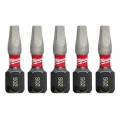 This 5-pack of #2 insert bits features a standard-length hex shank made from S2 alloy steel. Designed for driving screws with power tools, the imperial-sized bits are suitable for general fastening tasks in construction and industrial settings.