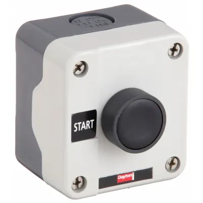 Dayton Control Station: Push Button, 0 Pilot Lights, 1NO, Start, (1) Push Button - Push-Button Control Stations
