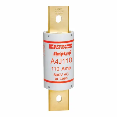 MERSEN Fuse: A4J Series, Class J, Blade Body, Fast-Acting, 110 A, 600 V AC, 300 V DC - Fast-Acting Bolt-On Fuses
