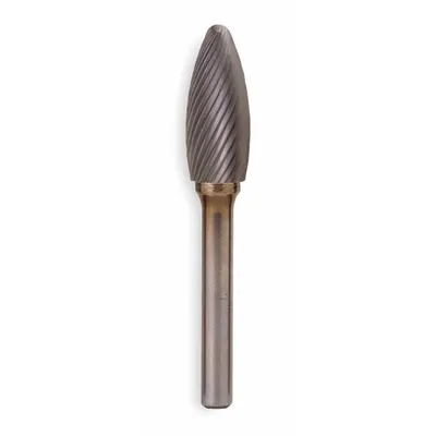WIDIA Carbide Bur: Flame, SH-2, Single Cut, 5/16" x 3/4" Head - Single-Cut Flame Burs