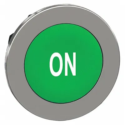 SCHNEIDER Push Button Head: 30 mm Panel Size, Non-Illuminated, Metallic, On - Heads for Push Buttons