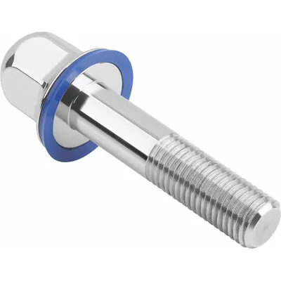 KIPP Hygienic Hex Head Bolt w/Washer: Stainless Steel, Partially Threaded, M12 - Crowned Hygienic Flanged Hex Head Bolts with Sealing Washer