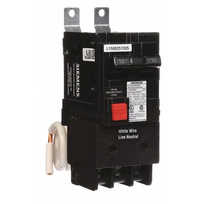SIEMENS Miniature Circuit Breaker: 15 A Amps, 120/240V AC, 2 Poles - B Series, Bolt-On Siemens Miniature Circuit Breakers