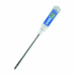 The GENERAL DSMM500 is a handheld digital moisture meter with a range of 0% to 50% and ±5% accuracy. It includes a probe for direct soil measurement. Suitable for field assessment of soil conditions in agricultural, landscaping, and construction applications.