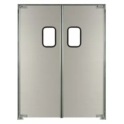 CHASE Swinging Door: Aluminum, 2 Doors, Gray, 5 ft Door Wd, 8 ft Door Ht, Window Included - General Purpose Swinging Doors