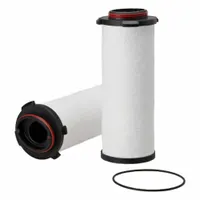 Cartridge crankcase ventilation filter with 4 13/32 in outside diameter and 4 9/32 in bottom outside diameter. Constructed with synthetic media and includes an O-ring. Used in engine crankcase ventilation systems to filter blow-by gases