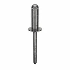 Domed-head blind rivet with 0.249" diameter and 2 4/91" overall length. Body length is 23/32 in, overall length 2 3/64 in. Supplied in a 100-piece pack for inch-based fastening applications where access is limited to one side of the assembly.