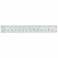 STARRETT Steel Rule, Spring Tempered: C636EM-6, 6 in / 150 mm, 0.05 in Thick, 0.5 mm/1/64 in, Chrome