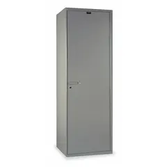This HALLOWELL wardrobe locker features a 16-gauge solid panel construction in a single-tier, one-unit-wide design. Measuring 24 x 22 x 72 inches, it provides secure storage for workwear and personal items in industrial environments such as factories and warehouses.