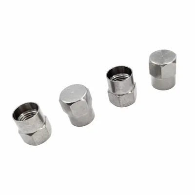 TRU-FLATE 38-712-4 Hex Valve Cap, Chrome-Plated Brass, Standard Bore - Tire Valve Caps