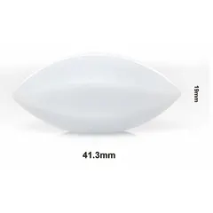 Egg-shaped stir bar made of Alnico with a 41.3 mm overall length and 19 mm diameter. White in color and autoclavable. Designed for mixing liquids in laboratory beakers and flasks, particularly effective in round-bottom vessels.