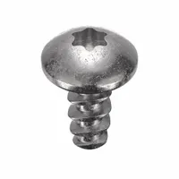 This #4 size, 1/4 in long pan head sheet metal screw is made of stainless steel with a plain finish. It features a Torx Plus® drive (size T10) and is supplied in a 50-piece pack. Designed for fastening sheet metal and thin materials without pre-tapping, it is suitable for assembly in enclosures, equipment, and other applications requiring a secure joint
