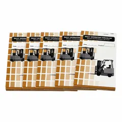 These replacement checklist books are used for daily maintenance and inspection logging of electric counterbalance forklifts. Each pack contains 5 books, compatible with manufacturer model number 70-1071-CP.