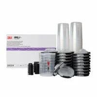 Disposable liner kit for 28 fl oz PPS spray cup systems. Includes 50 large lids and liners with integrated collar and 200 micron filter. Used in paint preparation and finishing applications to reduce cleanup time
