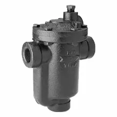 Cast iron inverted-bucket steam trap with 3/4 in FNPT connections, rated for 952 lb/hr maximum capacity at 70 psig and 450°F. In-line configuration requires horizontal installation. Used to discharge condensate from steam lines while preventing steam loss in industrial steam systems.