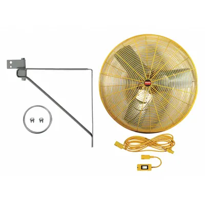 Dayton Mounted Fan: 24 in Blade Dia, 115V AC, 1/3 hp Motor HP - High-Visibility Industrial Wall-Mount Fans