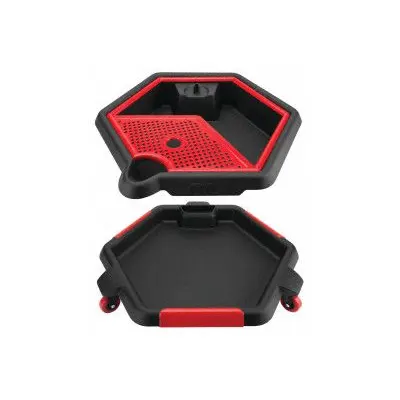 PERFORMANCE TOOL Drain Pan Caddy: Polypropylene, 50 lb Capacity, 5 3/8 in Overall Ht, 18 1/2 in Overall Lg - Drain Pans