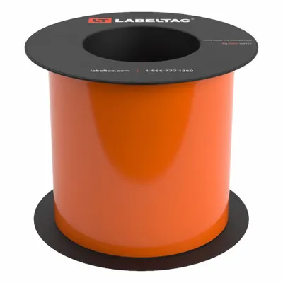 CREATIVE SAFETY SUPPLY LabelTac 9 Standard Supply: 5 in x 75 ft, Vinyl, Orange (Gloss) - LabelTac Thermal Transfer Continuous Label Rolls