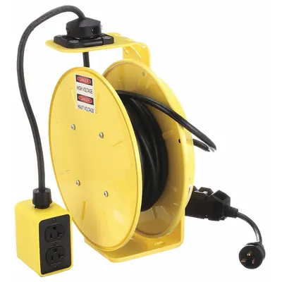 KH INDUSTRIES Extension Cord Reel: Constant Tension or Ratchet Lock, 50 ft Cord Lg, 12 AWG - Self-Retracting Cord Reels
