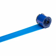 Blue wax/resin R4500 series single-color printer ribbon, 2 23/64 in x 984 ft, for i7500 printer series. Smear-resistant and RoHS Compliant to 2015/863. Used for industrial labeling, asset tracking, and safety signage in manufacturing and facility management.