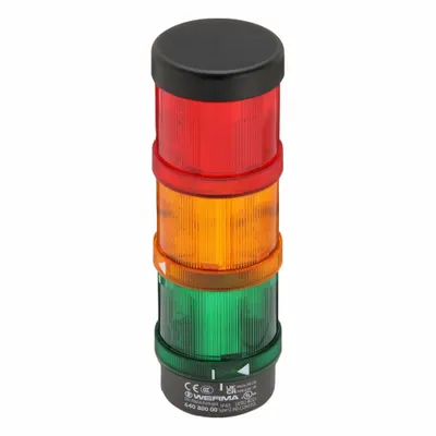 WERMA Tower Light Assembly: 2 Tier, Green/Red, No Sounder Tier, 212 mm Overall Ht - Two-Tier Tower Light Assemblies