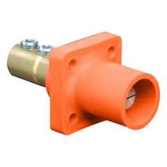 Male receptacle with straight taper nose mating and double set screw termination. Rated 400 A. Suitable for high-amperage single-pole connections in industrial power distribution systems.