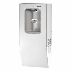 This retrofit kit converts Elkay EZ/LZ Series drinking fountains into a bottle-filling station. It measures 51 1/2 inches in height and 12 3/8 inches in width, with a silver finish. The unit includes a filter status indicator. Typical applications include schools, offices, and public facilities.