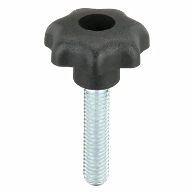 KIPP Hand Knob: 7 Point, Plastic w/ Steel Thread, M8 Thread, 35 mm Thread Lg - 7-Arm Knobs with Threaded Stud