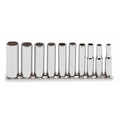 PROTO Socket Set: 1/4 in Drive, 10 Piece, 12-Point, SAE - SAE & Metric Socket Sets