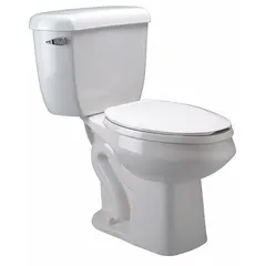 Floor-mount two-piece pressure-assist toilet in white with left-hand trip lever. Features Ecoflush™ Technology for an ultra-quiet flush at 1.6 gallons per flush. Suitable for commercial or residential restrooms requiring water efficiency and reduced noise. Not ADA compliant.