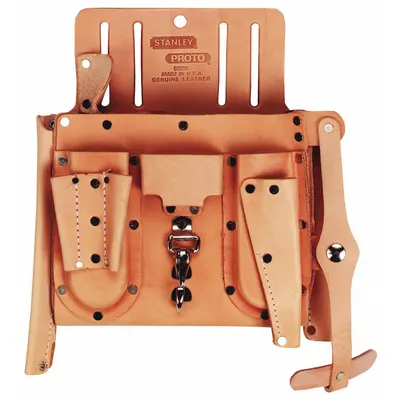 PROTO Tool Pouch: For 2 in Belt Wd - Max, 14 Pockets - Leather Tool Pouches