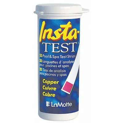 LAMOTTE Test Strips: Copper, 0 to 3 ppm Copper, Strip, 25 Tests, 3 in Overall Lg - Single-Parameter Test Strips