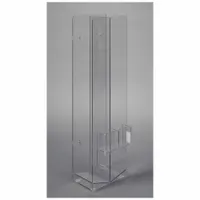 Wall-mounted cryo box holder made of clear PETG for organizing and storing up to 28 cryo boxes. Clear material allows visual identification of contents without removing boxes. Overall dimensions: 8 1/4 in width, 30 in height, 5 3/8 in depth