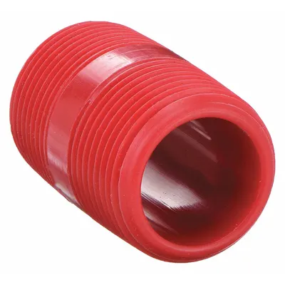 NIBCO Pipe Nipple: Schedule 80, Polyvinylidene, 3/4 in Fitting Pipe Size, 1 3/8 in Overall Lg - UV-Resistant Schedule 80 Fully-Threaded Pipe Nipples