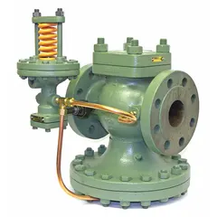 This SPENCE pressure regulator is a cast iron general purpose unit with 3 in x 3 in flanged connections (125 lb class). It is adjustable for outlet pressures from 3 psi to 20 psi and rated for a maximum temperature of 450°F. Typical applications include reducing and maintaining downstream pressure in steam, air, or gas systems for industrial heating, process control, and plant utility lines.