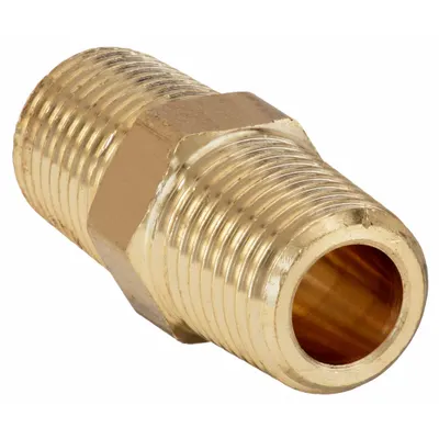 OEM Metal Pipe Straight: Hex Nipple, 1/4 in x 1/4 in, 1,000 psi, 1 3/8 in Lg - Threaded High-Pressure Pipe Fittings for Potable Water