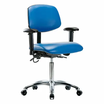 OEM Task Chair: Vinyl, Arms Included, Ht Range 21 1/2 in to 29 in, 18 1/2 in Seat Wd - Vinyl ESD Chairs